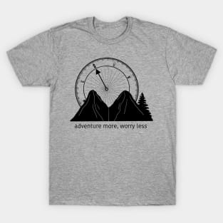 Adventure More, Worry Less Mountains Compass T-Shirt